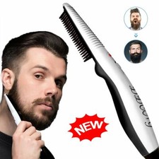 Peine alisador de barba cepillo de calentamiento rápido para hombre cabello profesional eléctrico