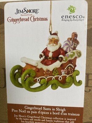 Jim Shore Gingerbread Santa In Sleigh Hanging Ornament New
