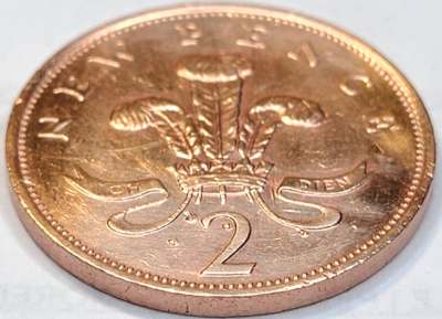 1976 2 New Pence Large Coin England United Kingdom Great Britain