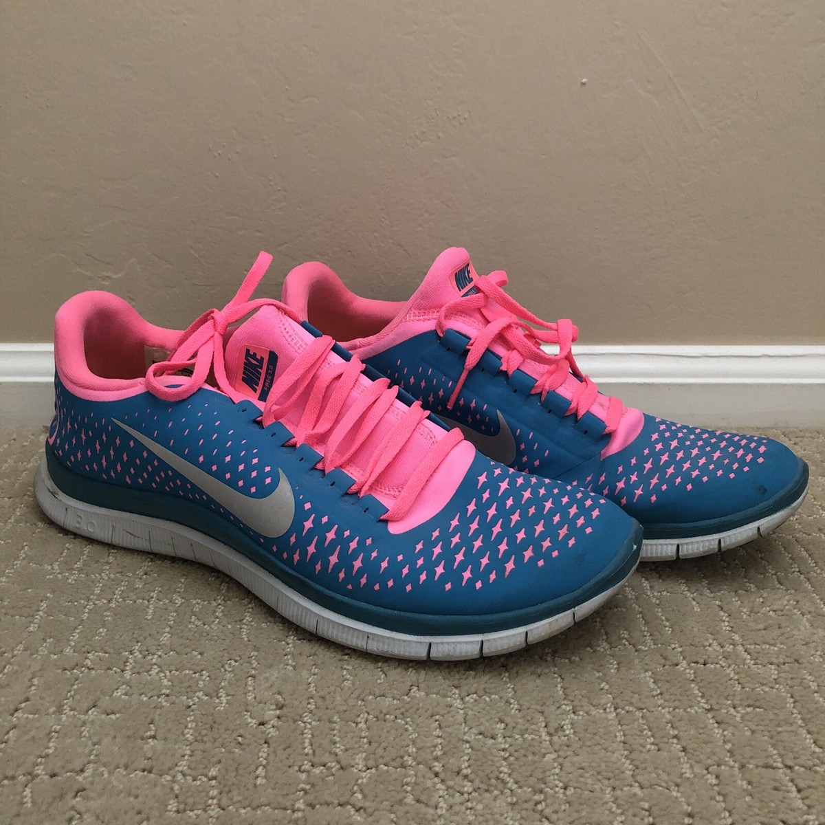 Nike Free Shoes Lightweight 511457-407 Pink Blue Women’s Size 10