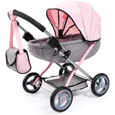 Bayer Chic 2000 Puppenwagen Cosy Grau/Rosa zusammenklappbar für Puppen bis 46cm