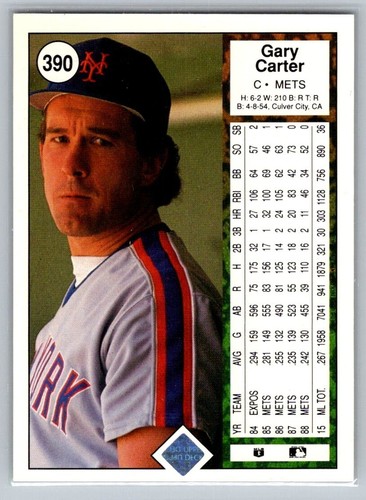 1989 Upper Deck Gary Carter #390 - Picture 2 of 2