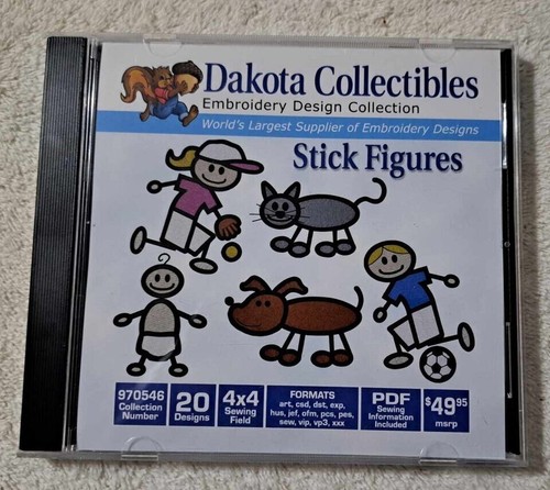 Embroidery Designs CD - Dakota Collectibles 970546 Stick Figures  - 20 designs