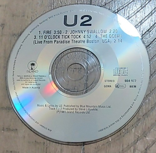 U2 R.O.K. / ROK - Fire - Austria Pressing CD Single Black Island Logo 664 972 - Picture 4 of 5