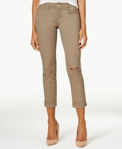 Dollhouse Colored Ripped Cropped Skinny Jeans Olive Oil Juniors Size 9 New $49