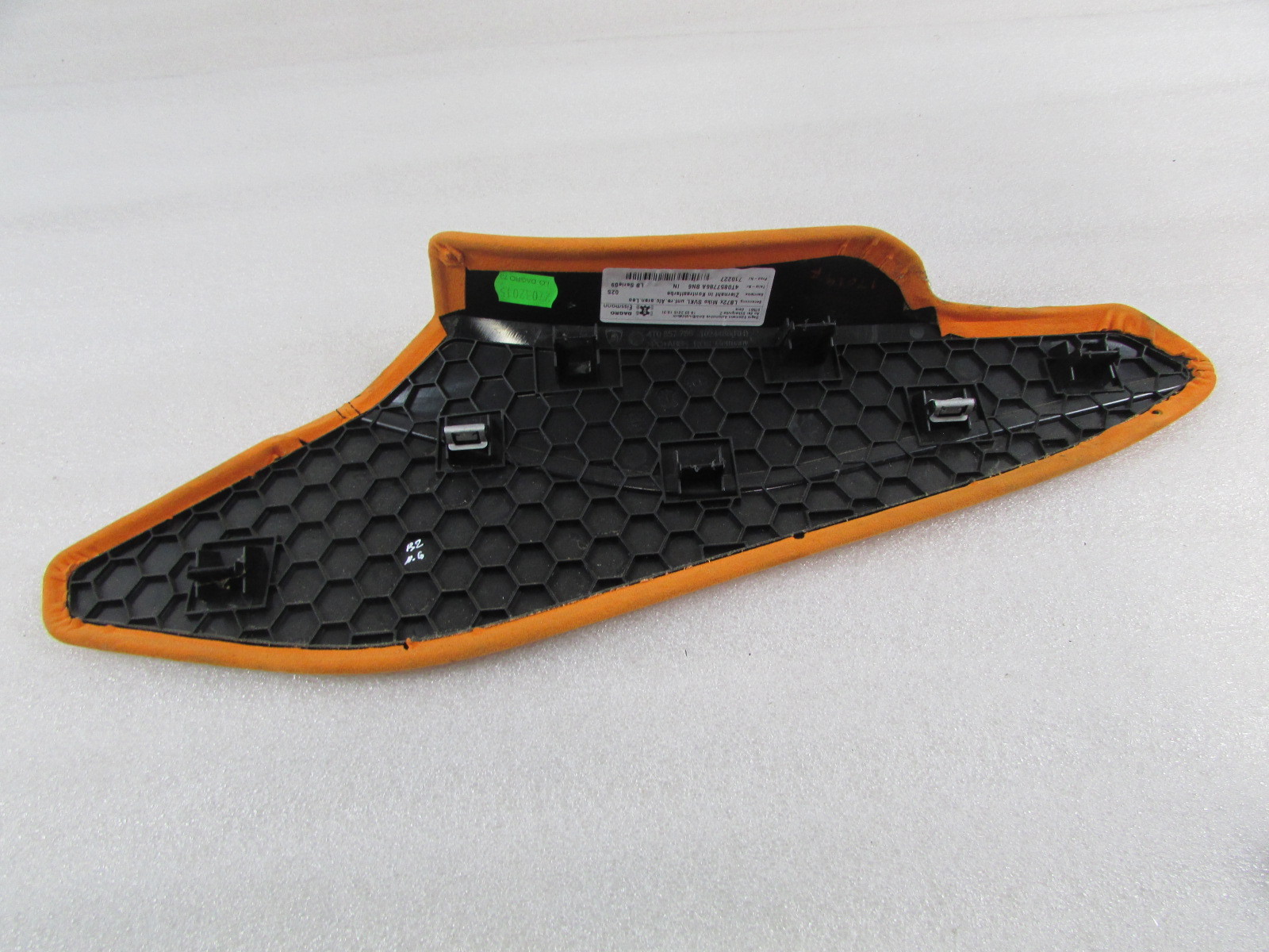 Lamborghini Huracan, RH Console Front Side Trim, Orange, Used, P/N 4T0857786A