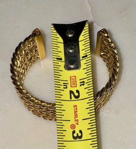 Vintage MONET Gold Tone Wide Chunky Cuff Bracelet - Picture 11 of 11