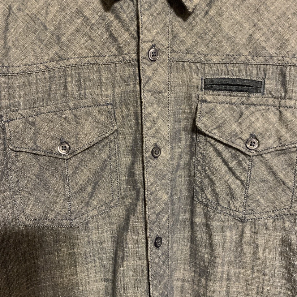 Carbon Button Up Shirt Mens Size Medium Classic Fit Black Denim Long Sleeve EUC - Image 3 of 4