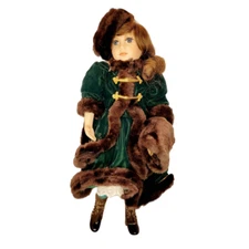Vintage Franklin Heirloom Catherine Rose Porcelain Velvet Coat Doll Victorian