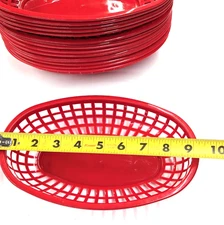 16 Red Outdoor Food Service Fish & Chip Baskets Hotdogs Hamburgers Taco BBQ Dish