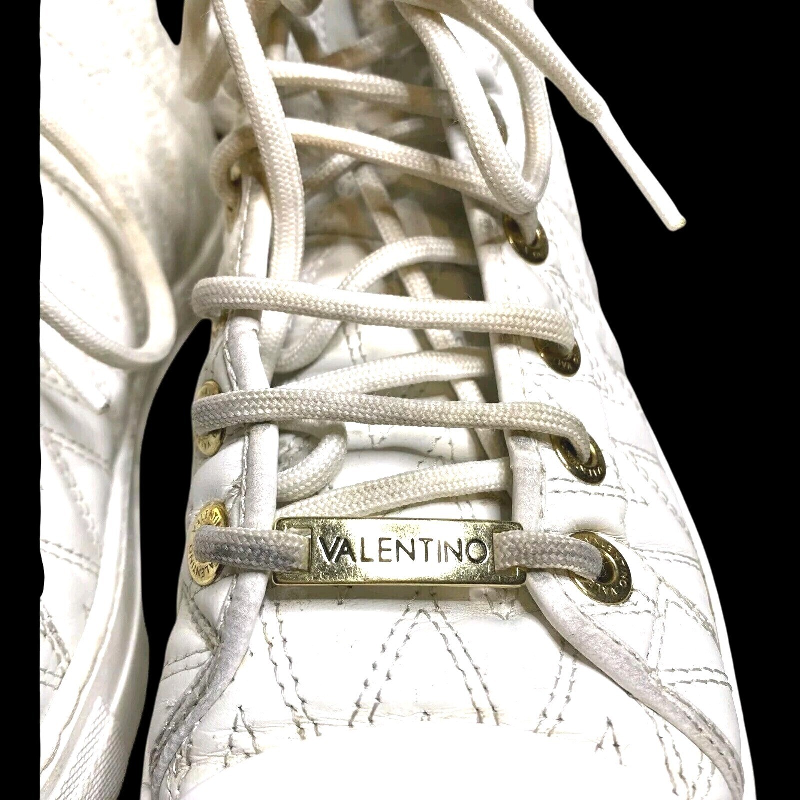 Valentino By Mario High Top Sneakers Women’s Sz 8.5 Made In Italy White Leather thumbnail 5