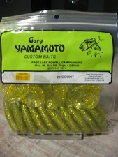 20 Gary Yamamoto Fishing Baits 5" Single Tail Grub / Clear Chartreuse Flake