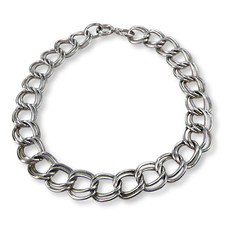 Vintage Sterling Silver 925 Double Link Flat Charm Bracelet 7.5 Inches Long