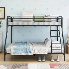 Heavy Duty Twin-Over-Full Metal Bunk Bed with Enhanced Upper-Level Guardrail