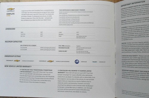 Original 2017 Chevrolet Trax Sales Brochure 17 Chevy LS LT Premier - Picture 8 of 10