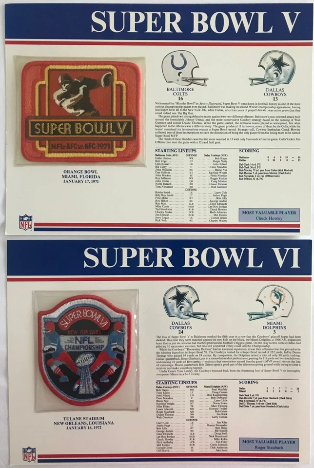 Official NFL Dallas Cowboys Super Bowl Patches nine total includes All Pro Joe! - Image 4 of 4