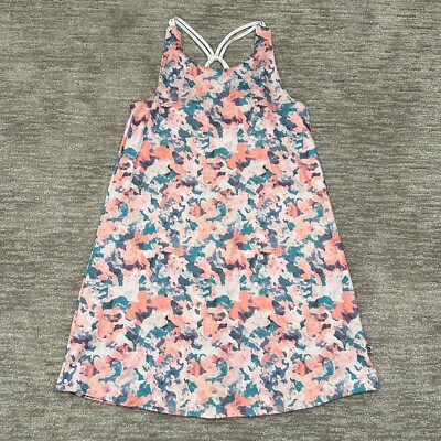 Ocean Coast Dress Womens Medium Blue Pink Built in Bra Strappy Back Beach Travel