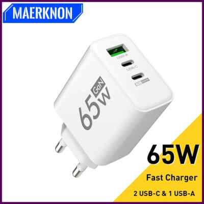 GaN 65W USB C Charger Fast Charging Charger Quick Charge 3.0 PD Wall