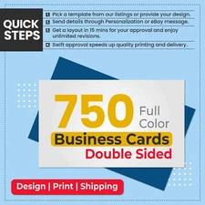 750 Custom Full Color Business Card Printing FREE Design, FREE Same Day Shipping