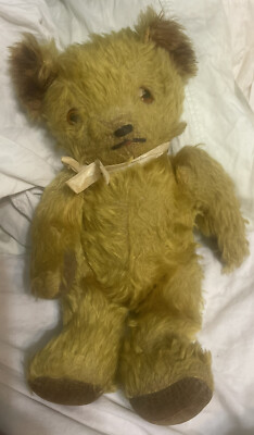 Steiff? Teddy Bear Mohair jointed vintage glass eyes no tags Chad Valley? 15 