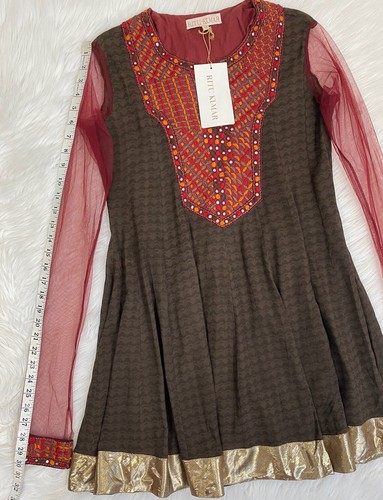 NWT Ritu Kumar Embroidered Mirrored Sheer Sleeve Cotton Kurti Tunic Top Sz S - M - Picture 10 of 11