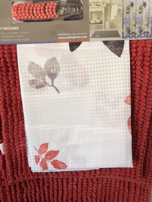 Leave Salmon Bathroom Mat Set Rug And Shower Curtain 15pcs Ebay