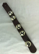 Sleigh Horse Bells On 18" Faux Leather Strap 1.5" Bells Jingle Christmas  