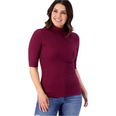 Studio Park x Courtney Khondabi Size M Ribbed Elbow Sleeve Knit Mock Neck CHERRY
