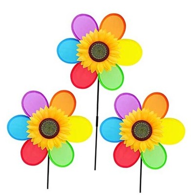 Sunflower Pinwheels Outdoor Windmill for The Yard and Garden Wind 24.8 Inches