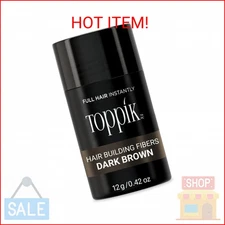 Toppik Hair Building Fibers, Dark Brown, 12g Fill In Fine or Thinning Hair, Inst