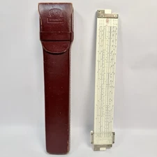 Post Versalog Slide Rule Hemmi Bamboo Japan w/ Original Leather Case