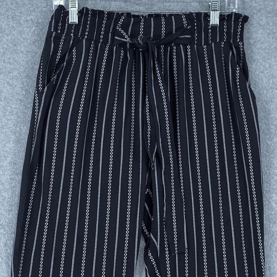 Pantalones Joe B By Joe Benbasset para mujer L negros a rayas tiro alto al tobillo Foto 2 de 4
