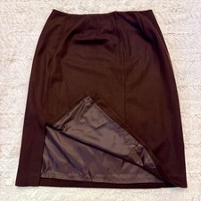 Vintage Wool Pencil Skirt Brown Size 12 Side Front Slit Requirements