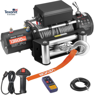 Electric Winch, 13500 Lbs Load Capacity, 12V DC Truck Winch with Φ3/8 in X 80 Ft
