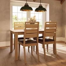 Dining Table Set with 4 Chairs Extending Natural Oak Finish Oak