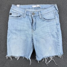 KanCan Women 27 Light Wash Denim Cut Off Shorts Raw Hem Made in USA BK1055R