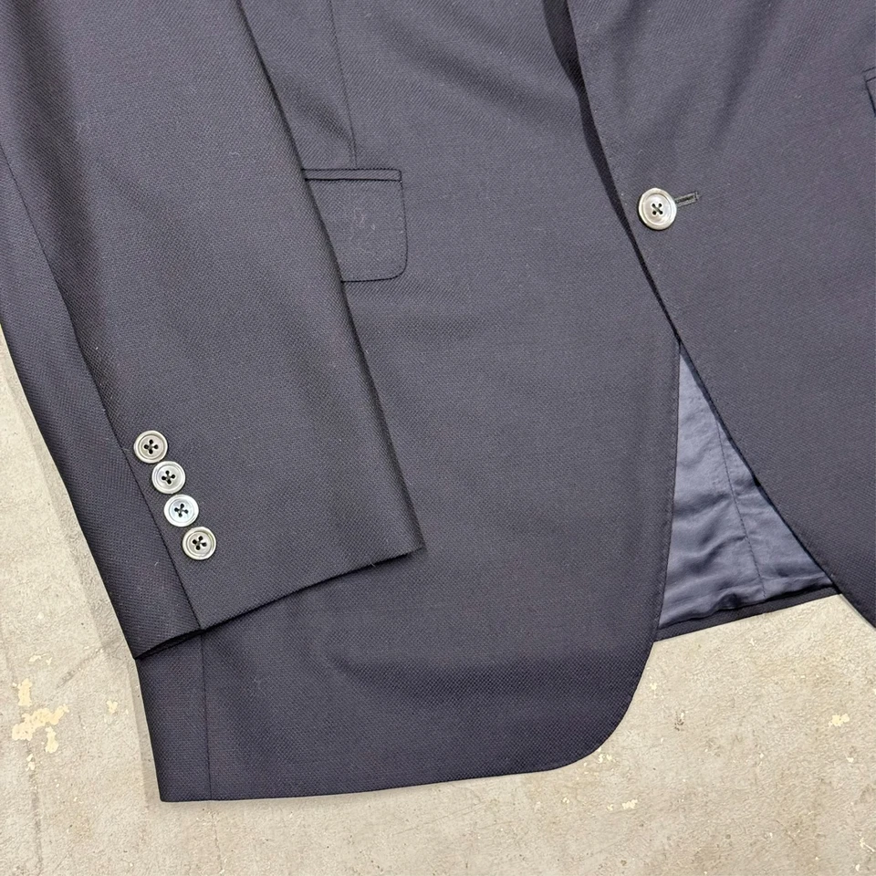 Samuelsohn Blazer Mesh Wool Blazer Super 130s Sport Coat Blue Full Canvas 42T - Image 4 of 4