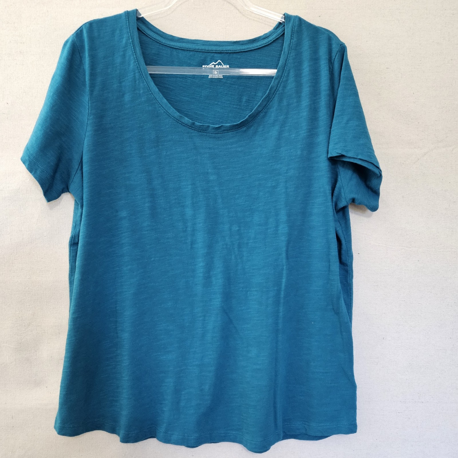 Eddie Bauer Women's Teal Scoop Neck Short Sleeve Tee Size XL Cotton Blend