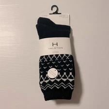 H Halston wool blend socks black/print 2 pairs NEW