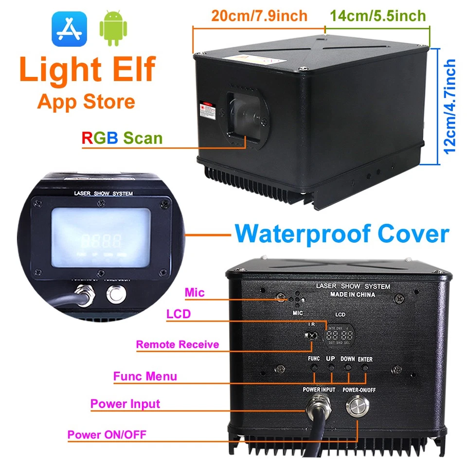 Outdoor IP65 Waterproof Android iOS APP 3W RGB Stage Show Projector Laser Lights - Image 3 of 4