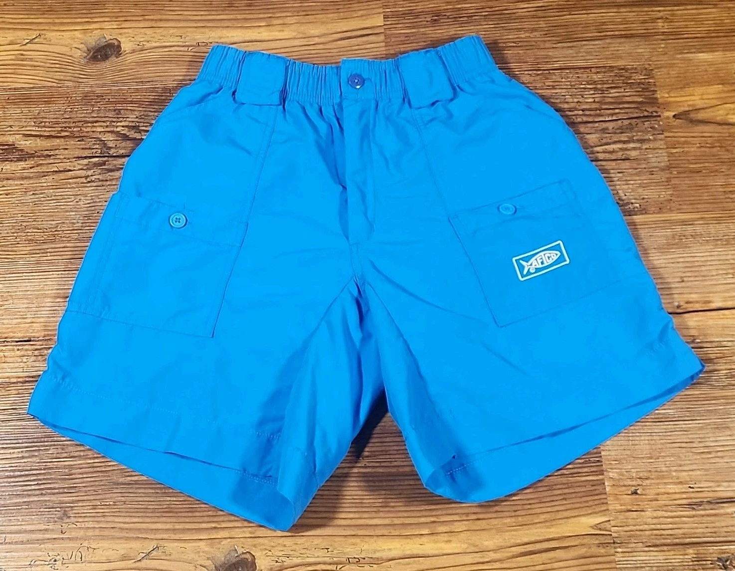 AFTCO 7" Inseam Light Blue 100% Nylon Cargo Shorts Men's Sz 32