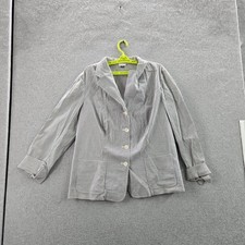 Lauren Ralph Women Blazer 1X Gray Striped Button Front