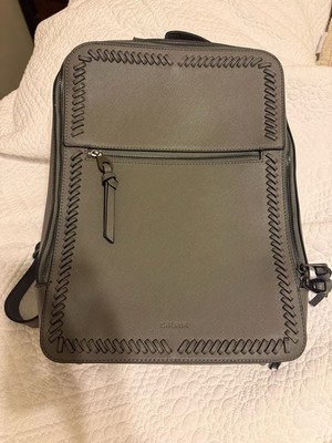 Calpak Kaya Mini Leather Backpack with Whipstitch Trim Kaya 15 inch Laptop Backpack in Caramel | CALPAK main image 4