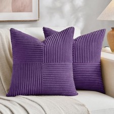 2 Packs Decorative Throw Pillow Covers 18x18 Inch 18" x 18" Pack of 2 Purple