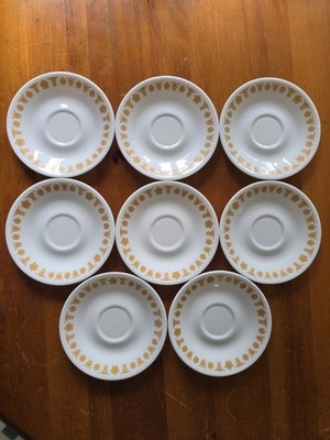 Lot Of 8 Retro CORELLE BY CORNING Butterfly Gold Saucer Plates 6.25''