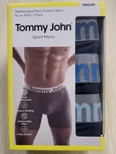 3-Pack TOMMY JOHN Performance Sport Micro Stretch Boxer Briefs Medium (31-34")