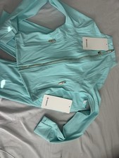 1:1 Lulu Light Blue Women's Lightweight Tracksuit Set Jacket  Pants Zip Pocket