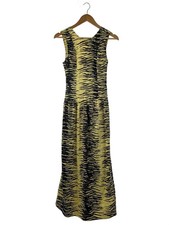 GANNI Zebra Sleeveless Dress, Size 34, Polyester, Yellow