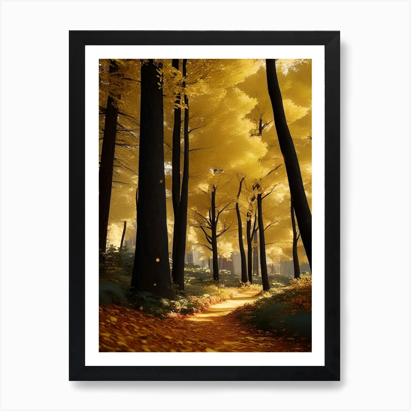 Autumn Trees In The Forest 5 Art Pr Framed Wall Art Poster Canvas Print Picture