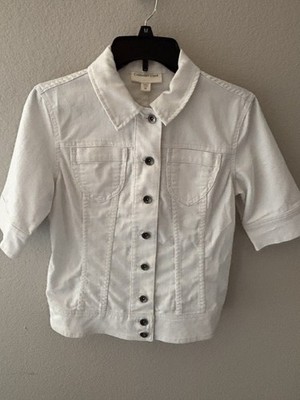 Cold Water Creek 3/4 Sleeve White Denim Extra Small Petite